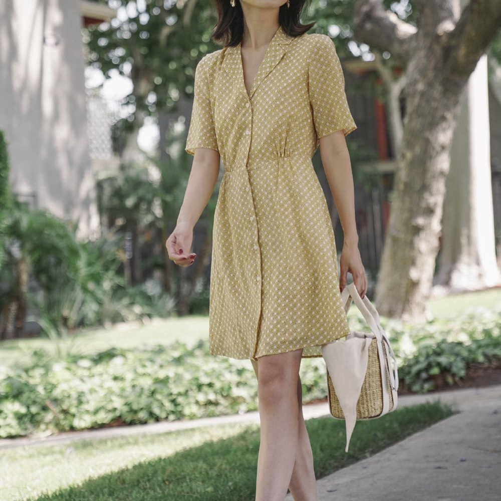 & Other Stories Art Deco Print Skater Dress